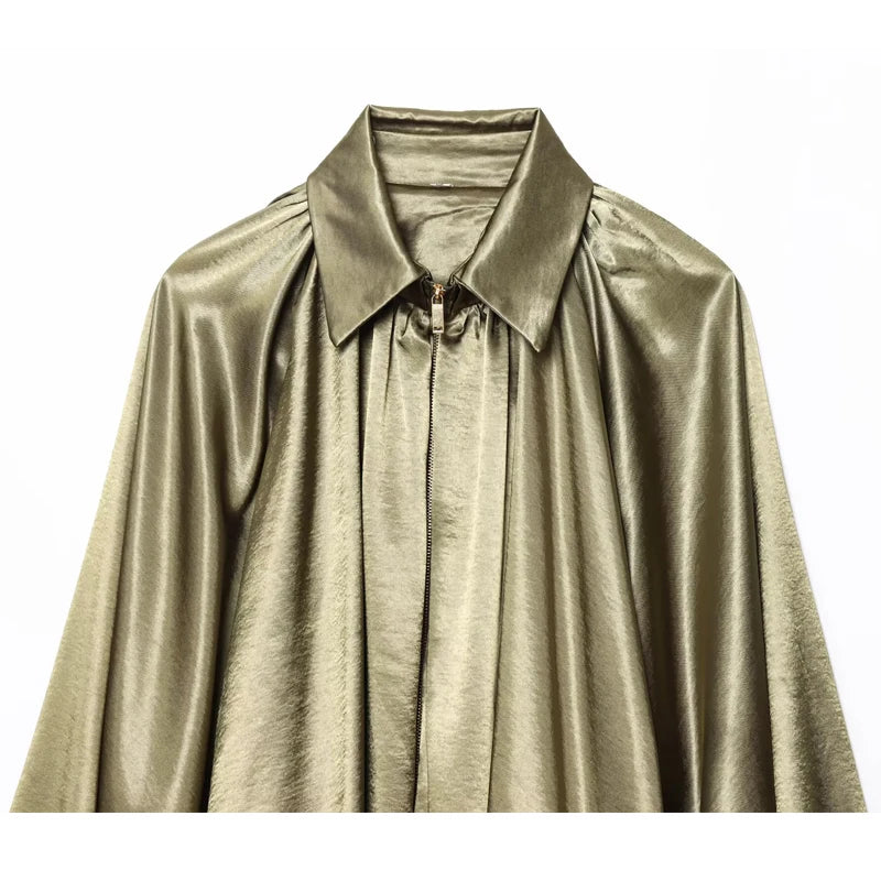 MUJER Oversized Ruched Bomber Jacket