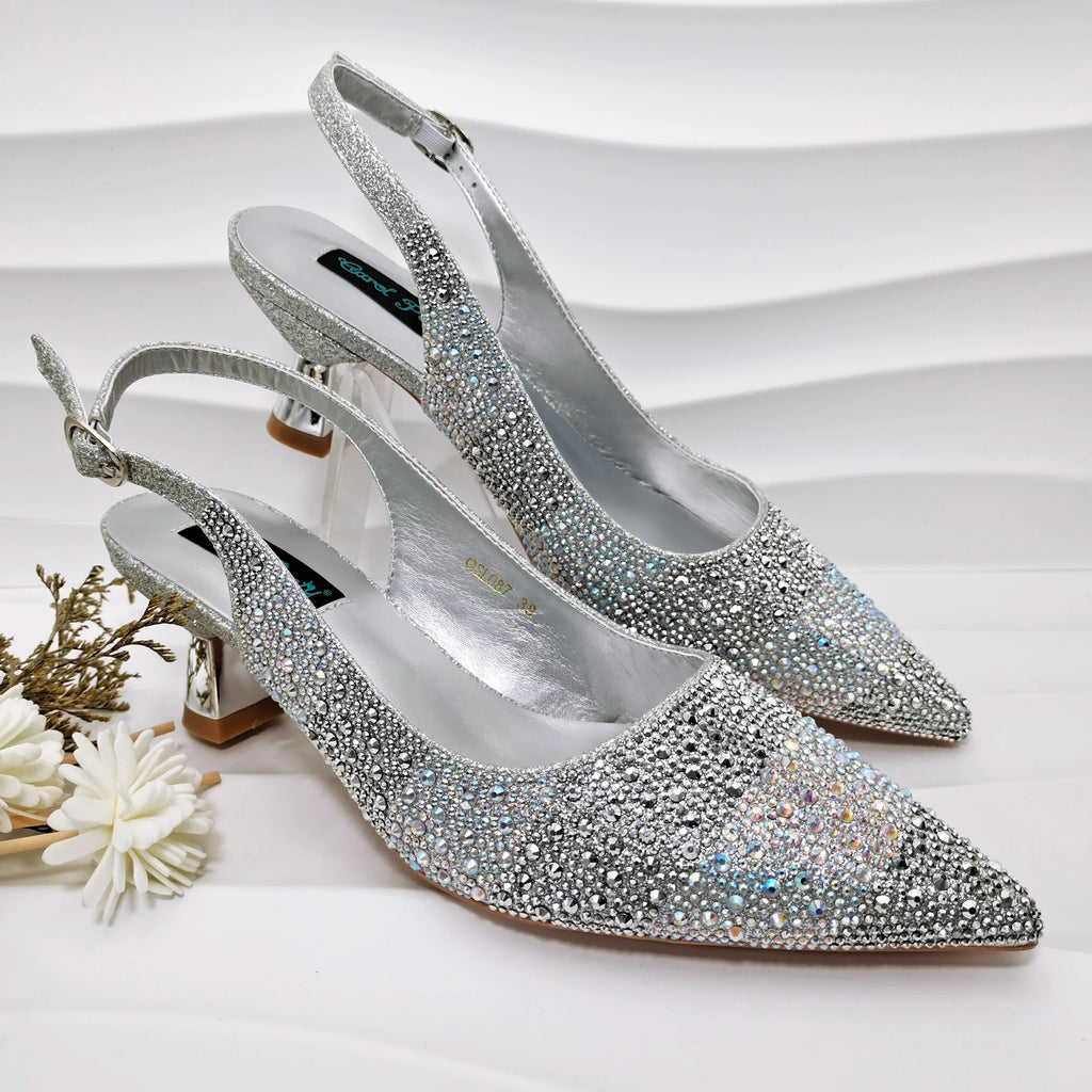 Rhinestone Satin Pumps & Clutch Set – Italian-Inspired Elegance