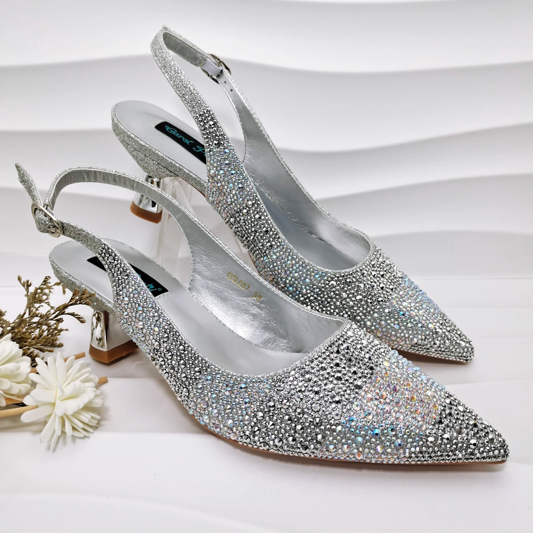 Rhinestone Satin Pumps & Clutch Set – Italian-Inspired Elegance