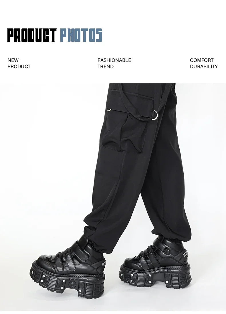 Punk Style Gothic Ankle Boots – Lace-Up Platform Heel Metal Detail