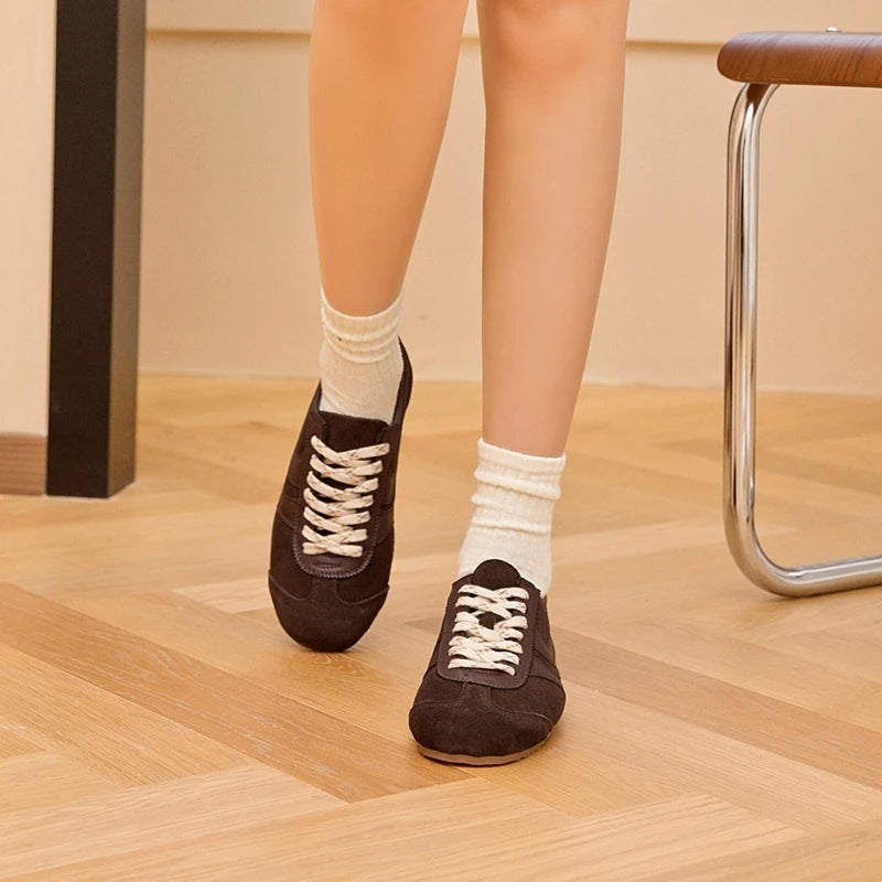 German Training Sneakers – Genuine Leather Retro Lace-Up Shoes