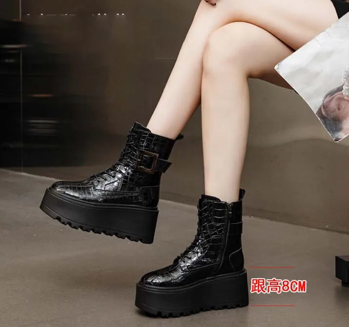 Combat Ankle Boots – Platform Wedge Sneakers