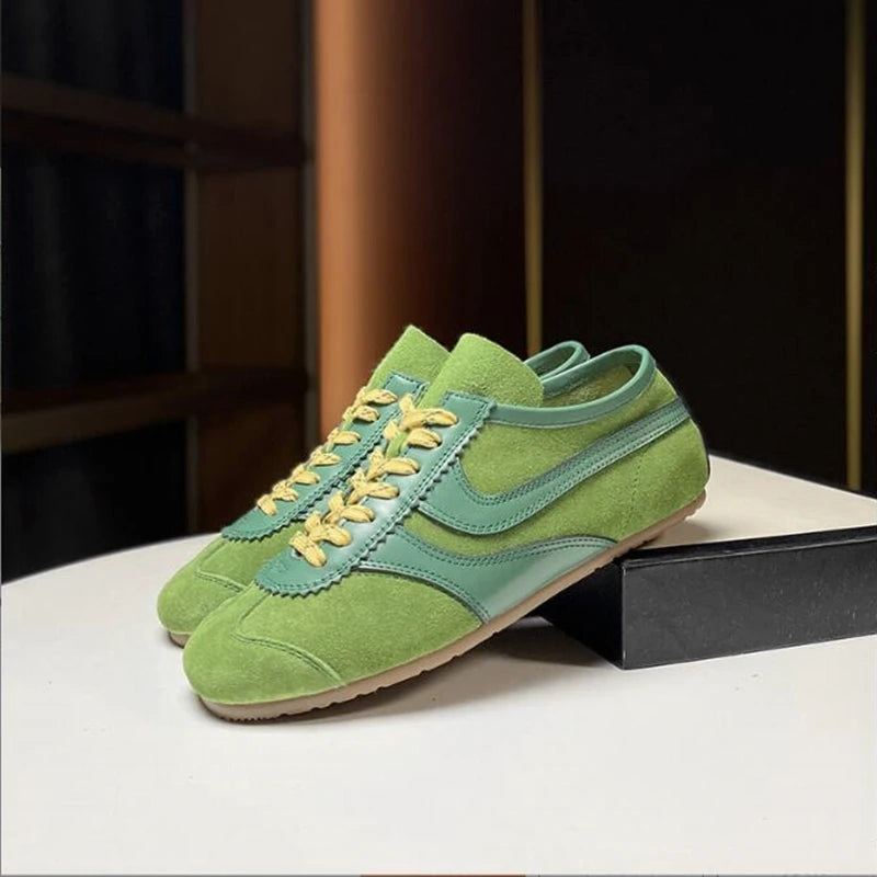 German Training Sneakers – Genuine Leather Retro Lace-Up Shoes