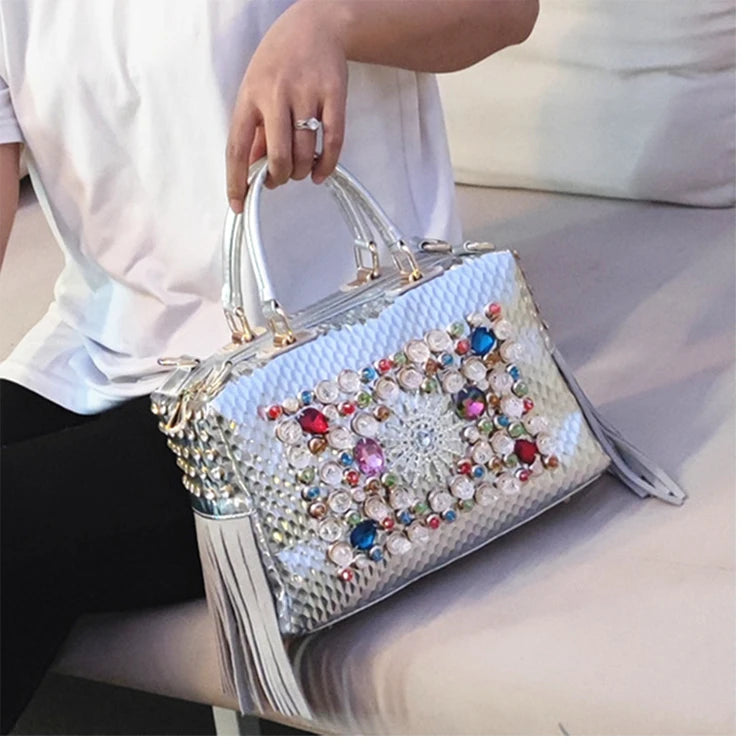 Ranya Rhinestone Leather Bag – Marrakchi Large Luxury Satchel