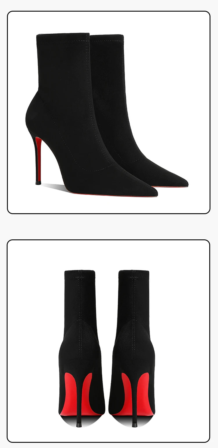 Marrakchi Winter Knit Sock Ankle Boots – Red Bottom Stretch Heels for Women 2025