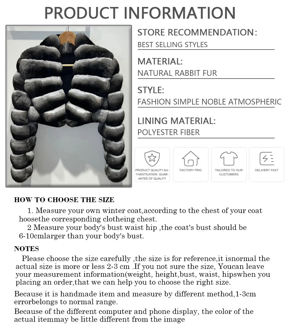 Marrakchi Natural Rex Rabbit Fur Jacket – Luxury Chinchilla-Style Winter Coat