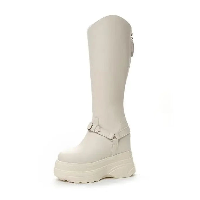 Fujin Women’s Microfiber Leather Ankle Boots – 11cm Chunky Wedge Heels