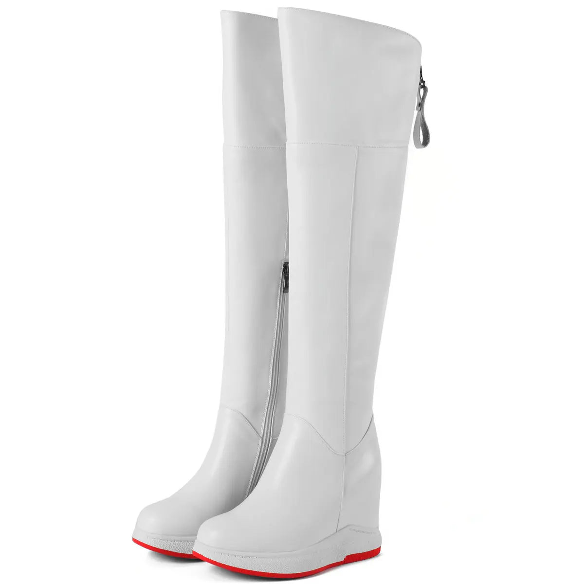 Winter Over-the-Knee Pumps – Genuine Leather High Heel Snow Boots for Women