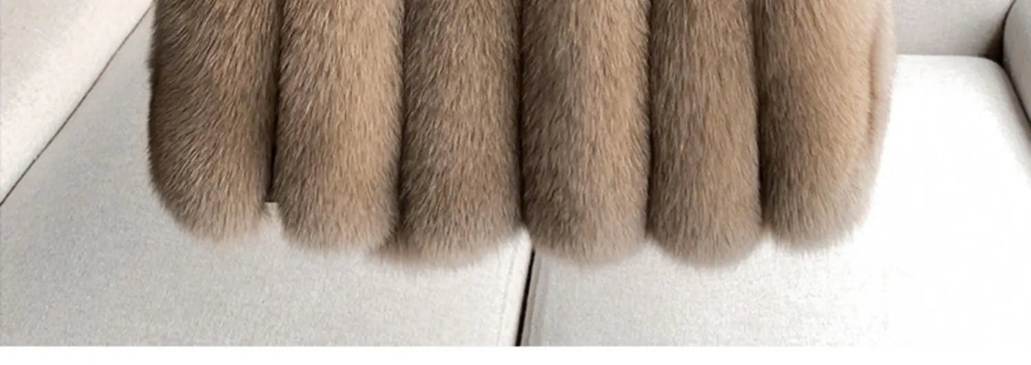 Fox Fur Vest for Women – Luxury Thick Real Fur Coat for Autumn/Winter