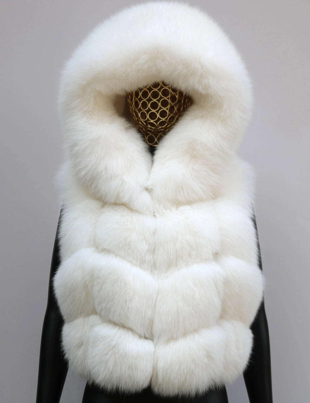 Real Silver Fox Fur Vest – Hooded Genuine Leather Sleeveless Jacket for Women