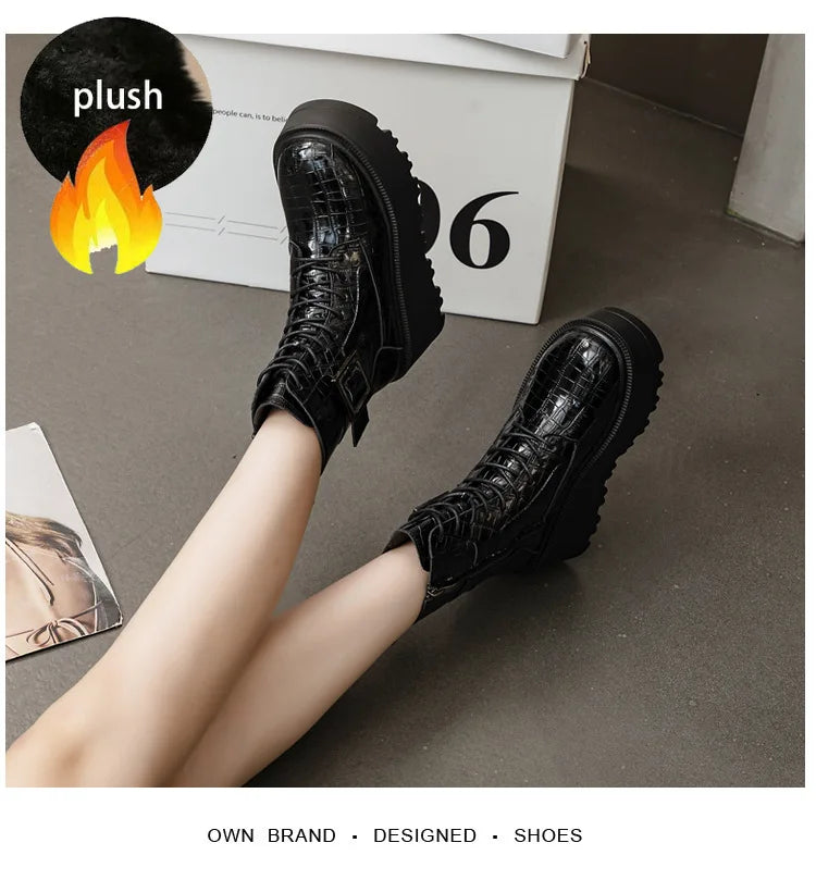 Combat Ankle Boots – Platform Wedge Sneakers