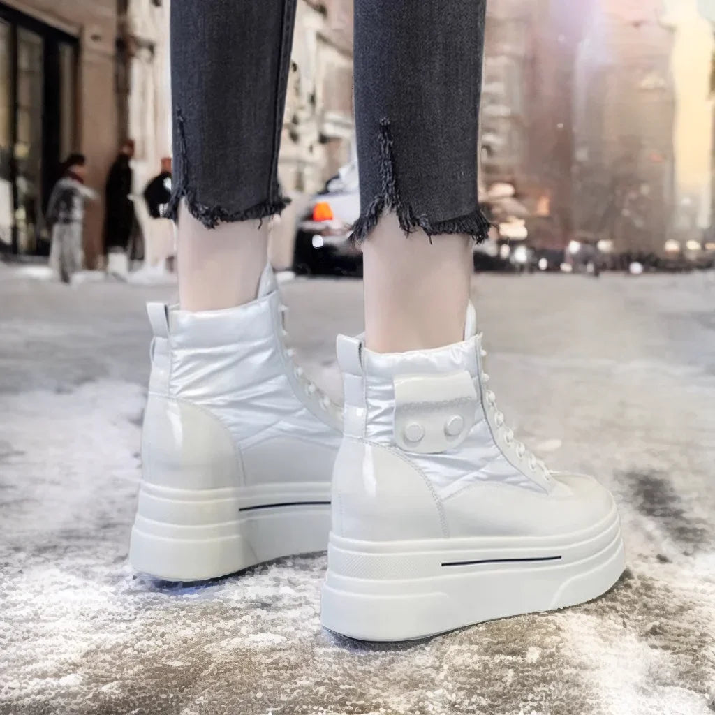 Fujin Women Ankle Booties Genuine Leather Wedges