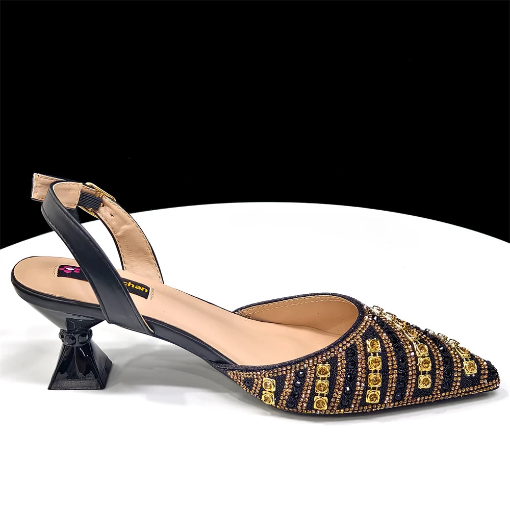 Fuchsia Rhinestone Heels & Handbag Set – Shiny Italian Party Style