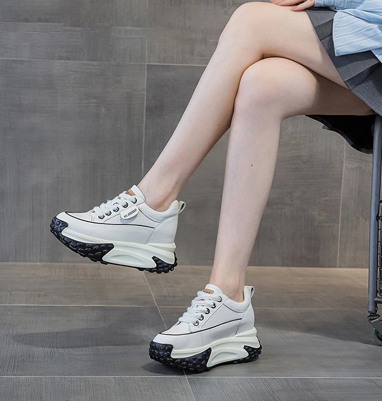 FujinGenuine Leather Platform Sneakers