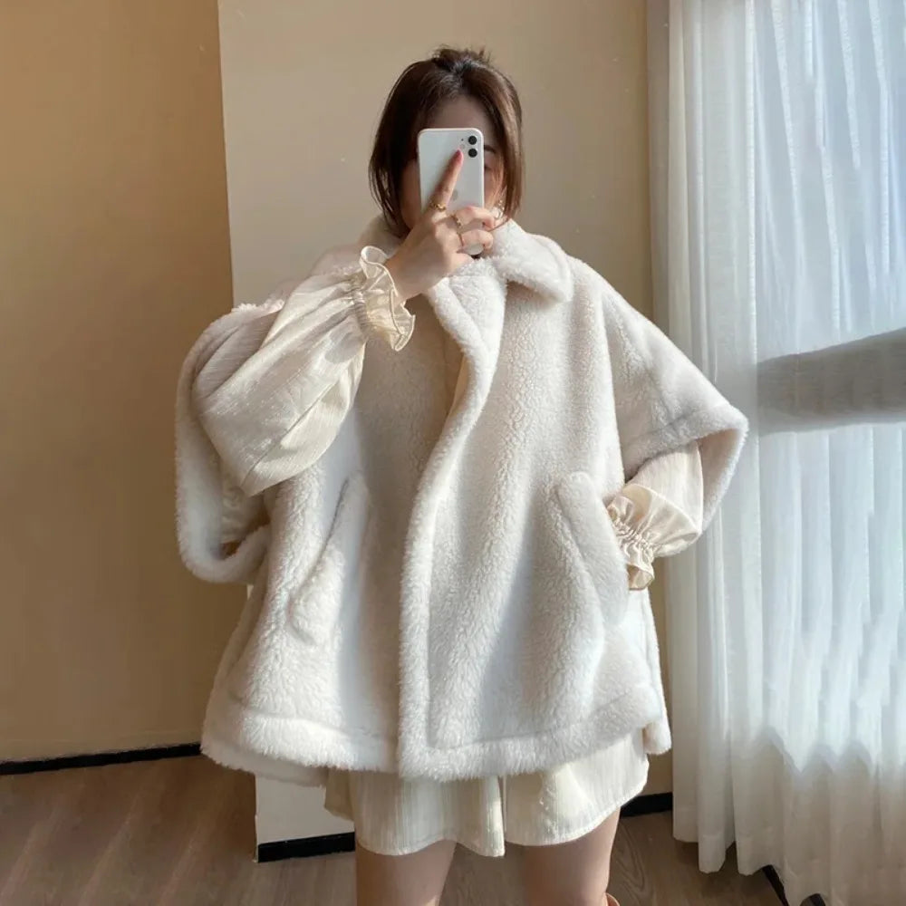 Winter Wool Fur Coat – Luxury Teddy Streetwear Warm Overcoat