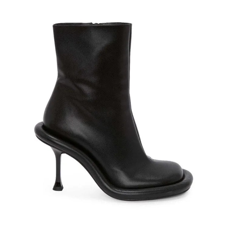 SLSHLYJ Women’s Blue Denim Ankle Boots – High Heel Thick Sole