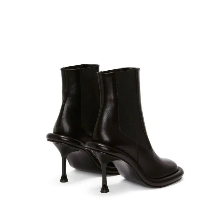 SLSHLYJ Women’s Blue Denim Ankle Boots – High Heel Thick Sole