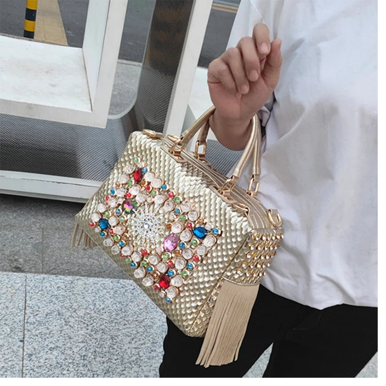 Ranya Rhinestone Leather Bag – Marrakchi Large Luxury Satchel