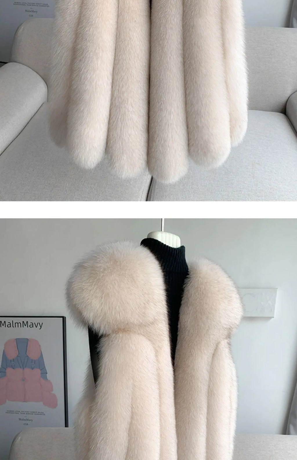 Fox Fur Vest for Women – Luxury Thick Real Fur Coat for Autumn/Winter