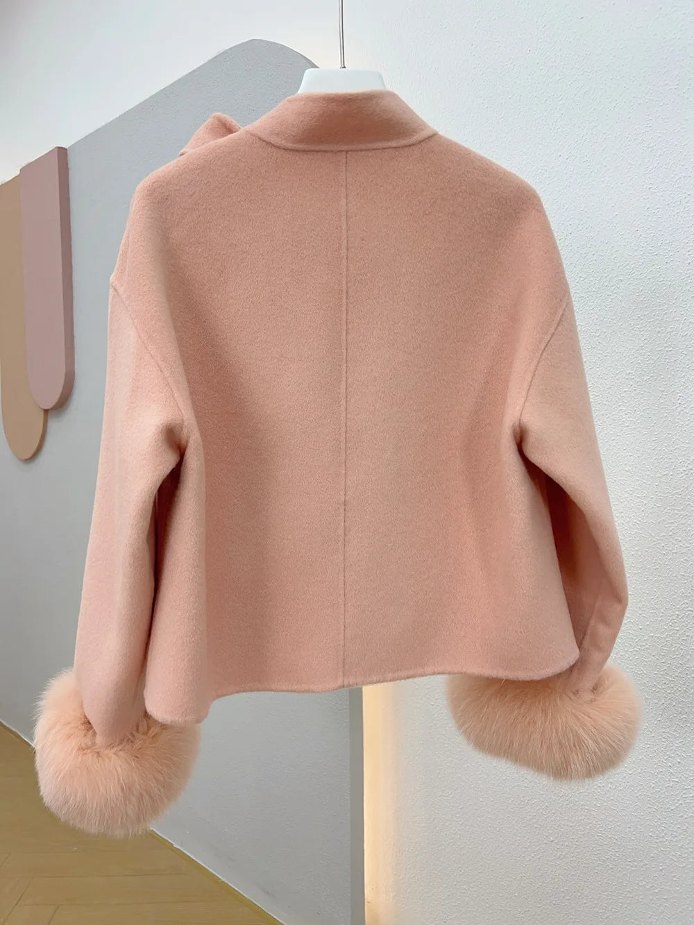 Wool Coat with Fox Fur Cuffs – Luxury Women’s Cashmere