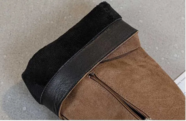 Motorcycle Boots – Microfiber & Synthetic Leather Platform Wedges, Spring/Autumn