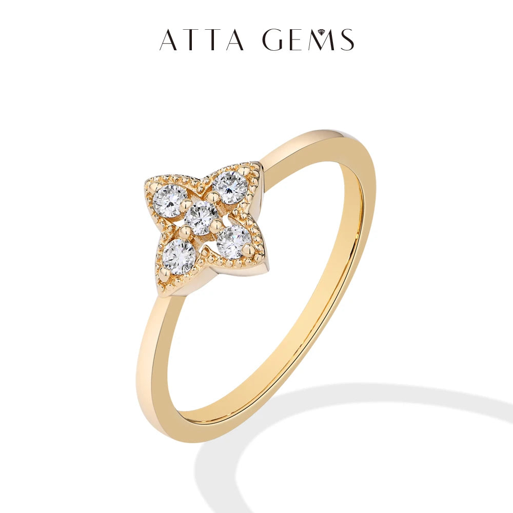 ATTAGEMS Women’s Moissanite Ring – 18K Gold Plated S925 Silver
