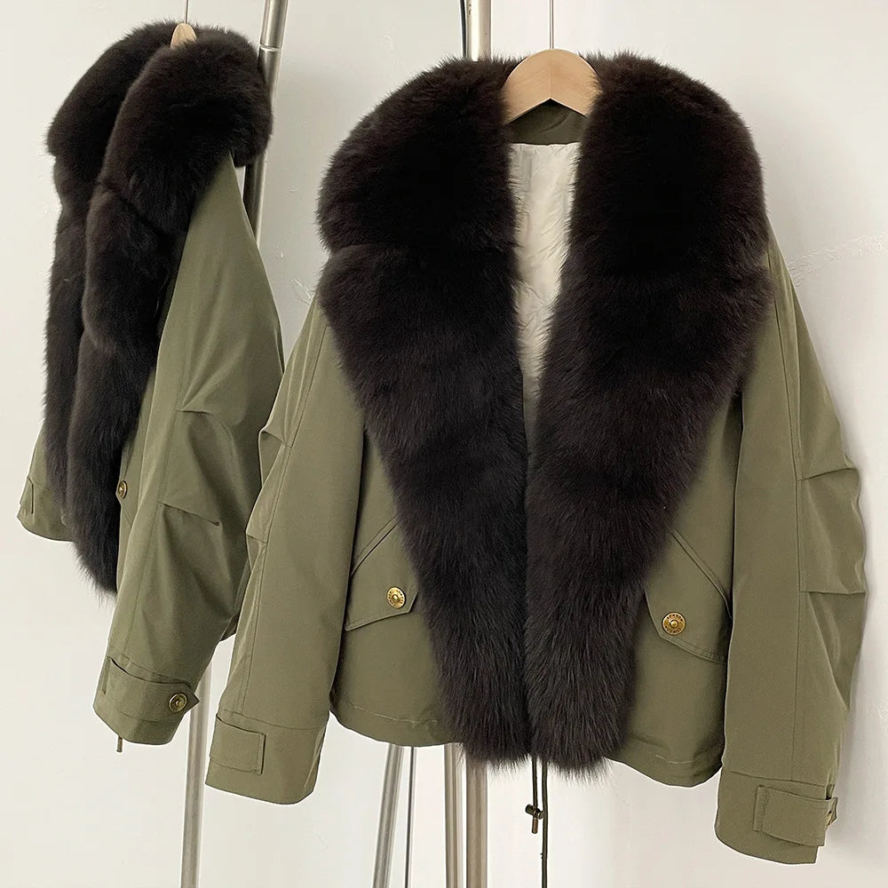 Marrakchi Women’s Black Trim Parka – Winter Fur Collar Coat 2025