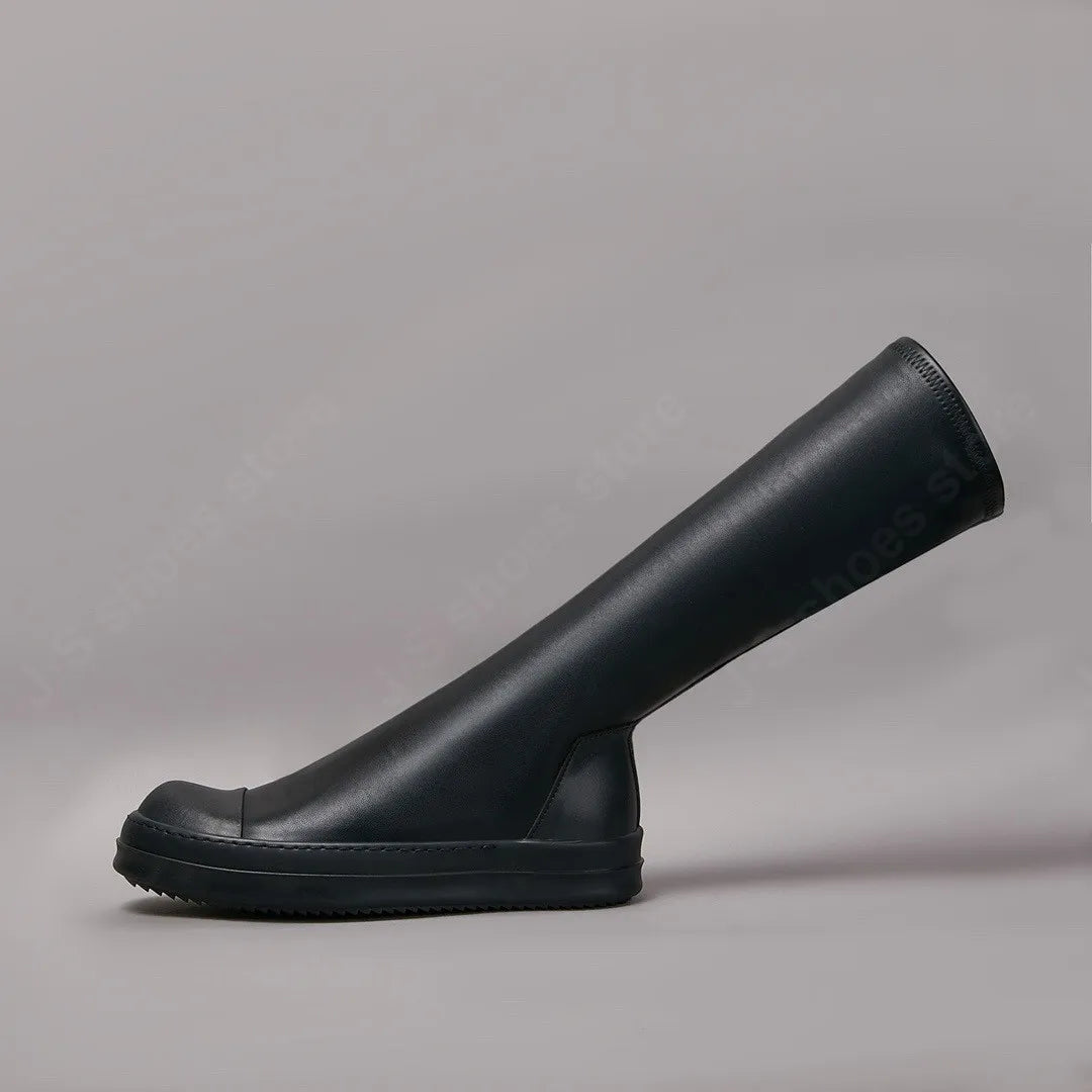 Y3ROCLGZDG Genuine Leather Knee-High Stretch Boots