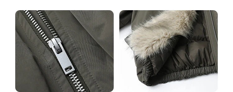 Korean Women’s Down Coat – Loose Hooded Jacket with Faux Fur Collar, 90% White Duck Down, Autumn/Winter 2025