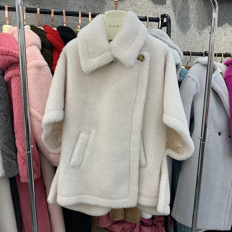 Winter Wool Fur Coat – Luxury Teddy Streetwear Warm Overcoat