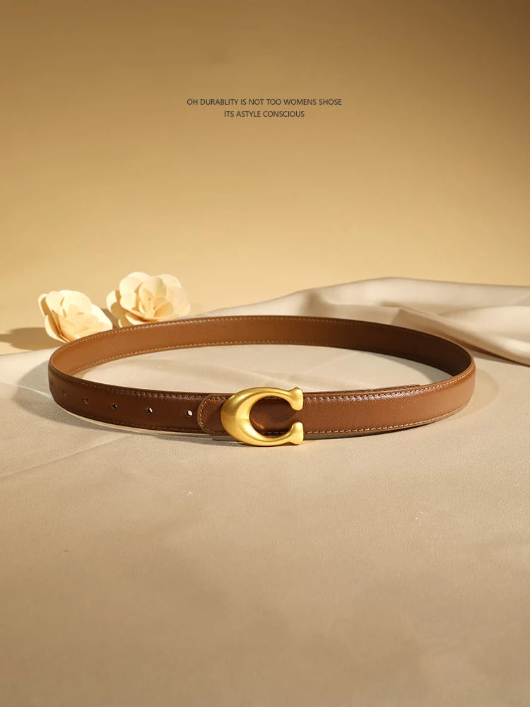 Fashion Designer Women's Belt – 2.3CM Ultra-Thin Genuine Leather