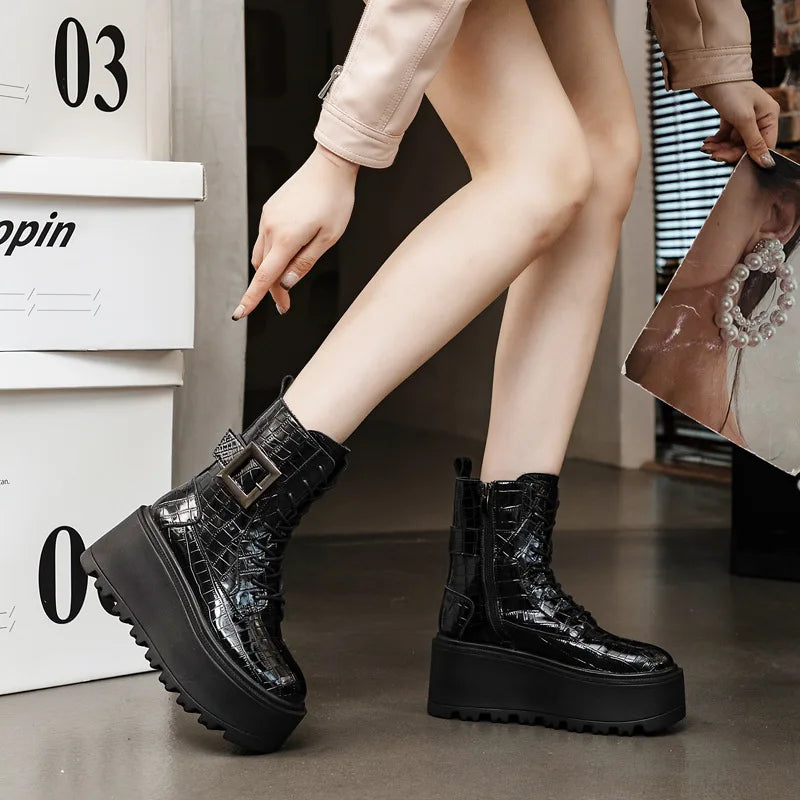 Combat Ankle Boots – Platform Wedge Sneakers