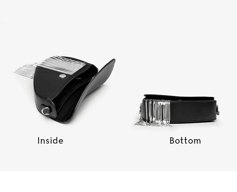 BAFELLI Luxury Leather Saddle Bag with Tassel