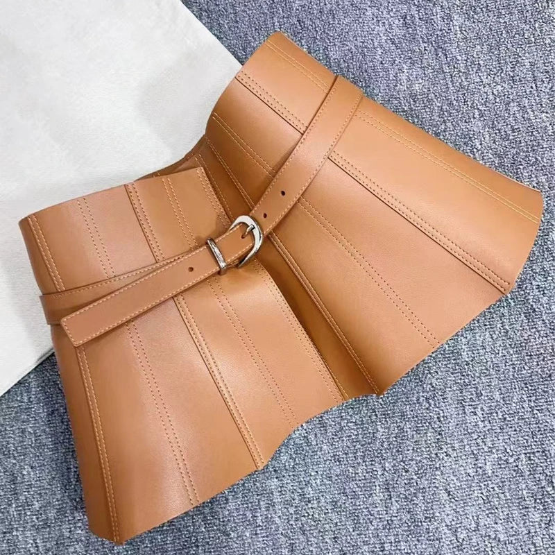 Leather Corset Waist Belt – Fashion Ruffle Design