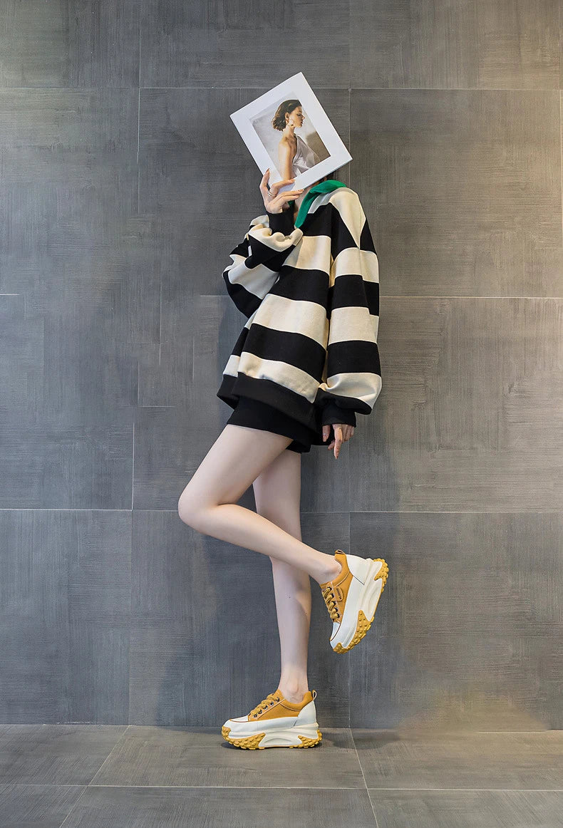 FujinGenuine Leather Platform Sneakers