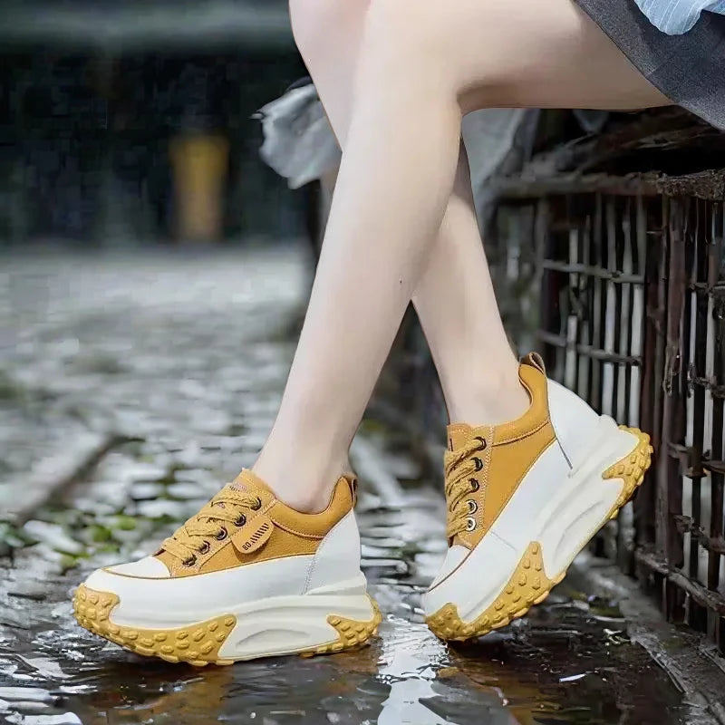 FujinGenuine Leather Platform Sneakers