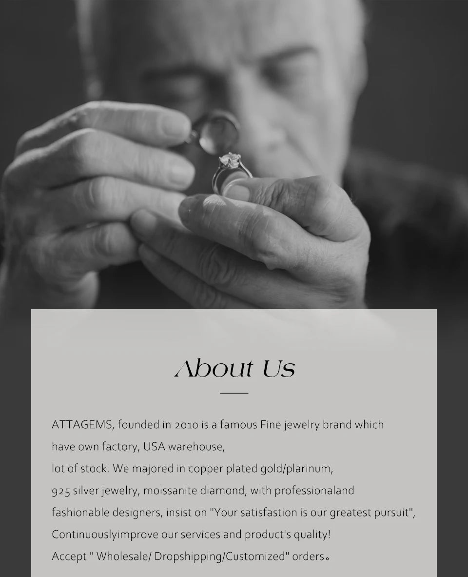 ATTAGEMS Women’s Moissanite Ring – 18K Gold Plated S925 Silver