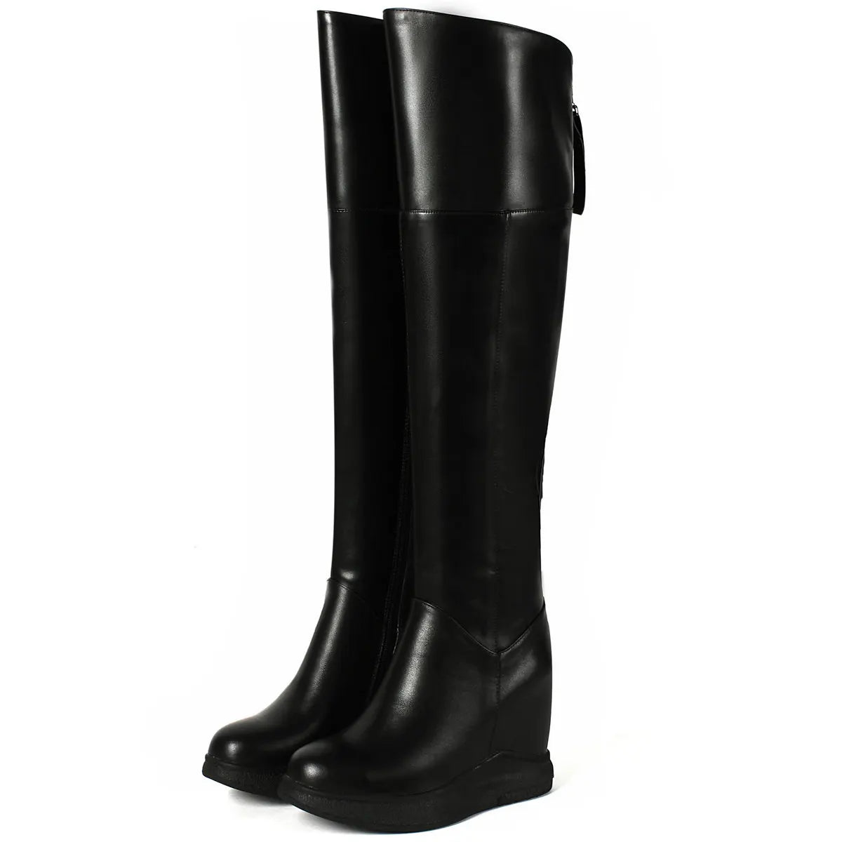 Winter Over-the-Knee Pumps – Genuine Leather High Heel Snow Boots for Women