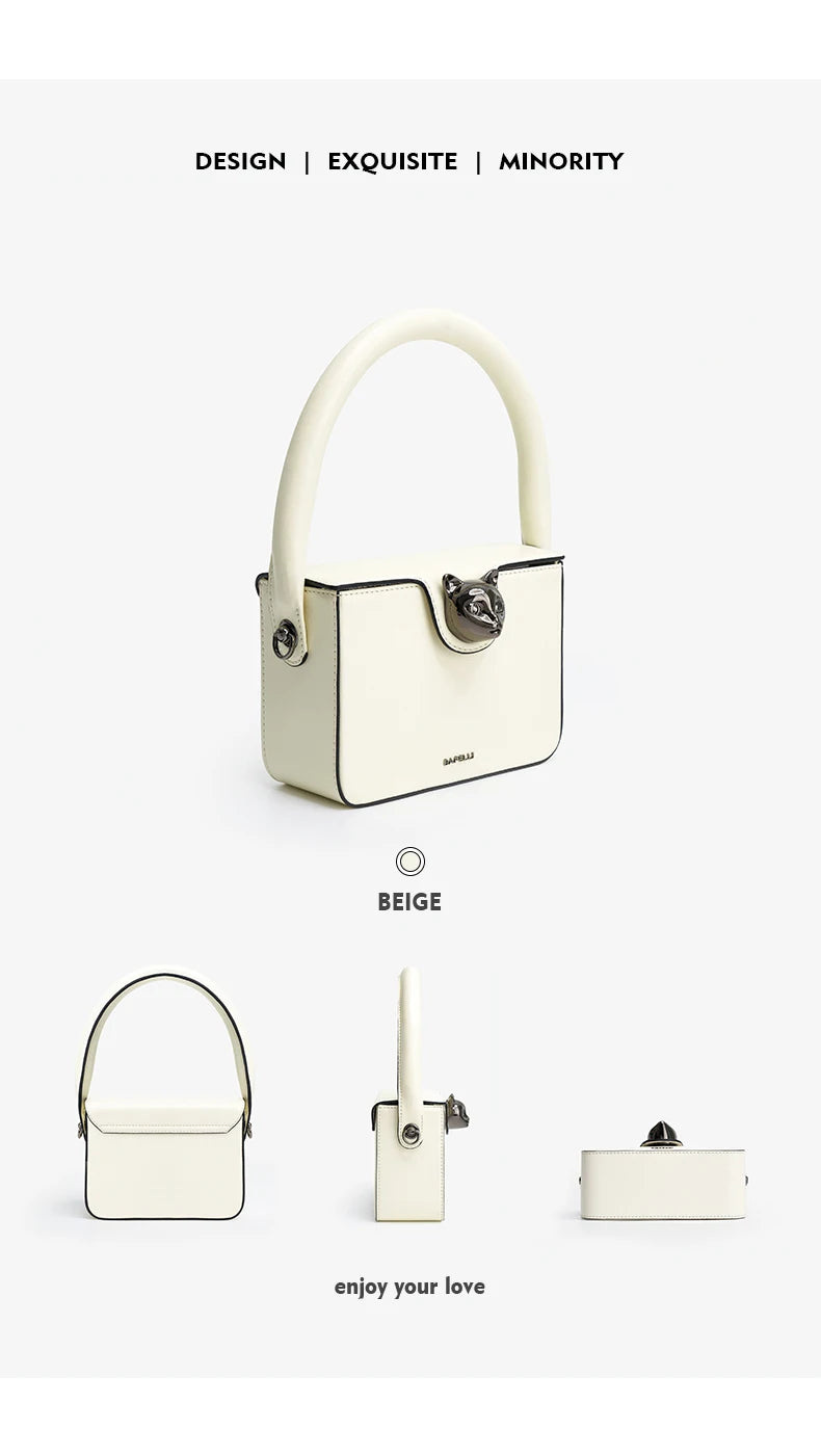 Boxy Leather Evening Handbag by Bafelli