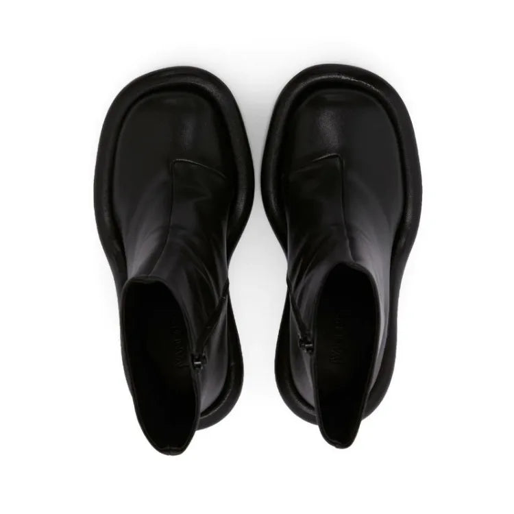 SLSHLYJ Women’s Blue Denim Ankle Boots – High Heel Thick Sole