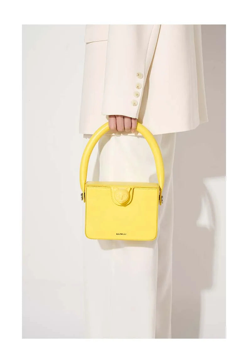 Boxy Leather Evening Handbag by Bafelli