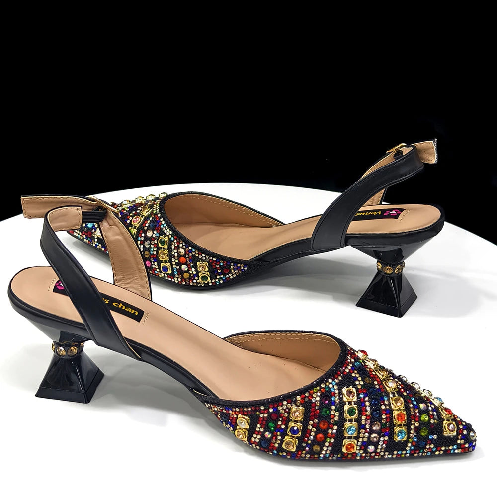 Fuchsia Rhinestone Heels & Handbag Set – Shiny Italian Party Style