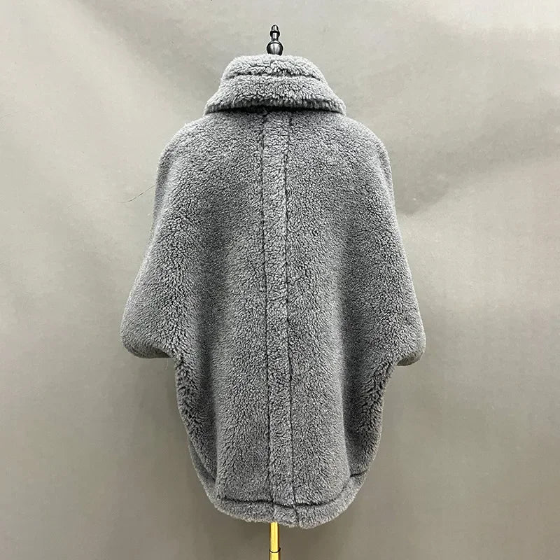 Winter Wool Fur Coat – Luxury Teddy Streetwear Warm Overcoat
