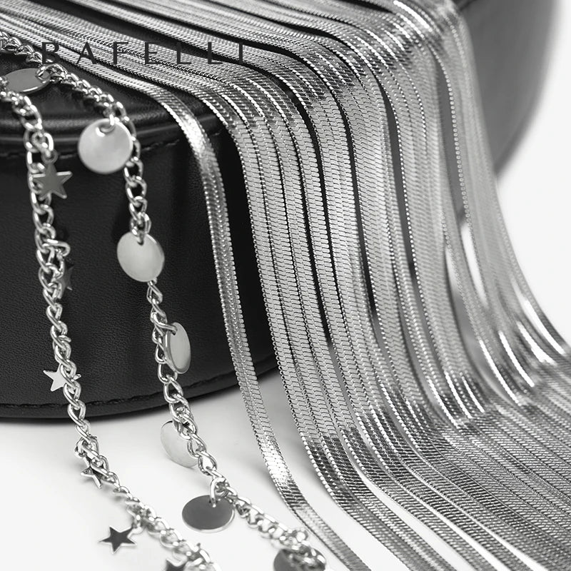 BAFELLI Luxury Leather Saddle Bag with Tassel