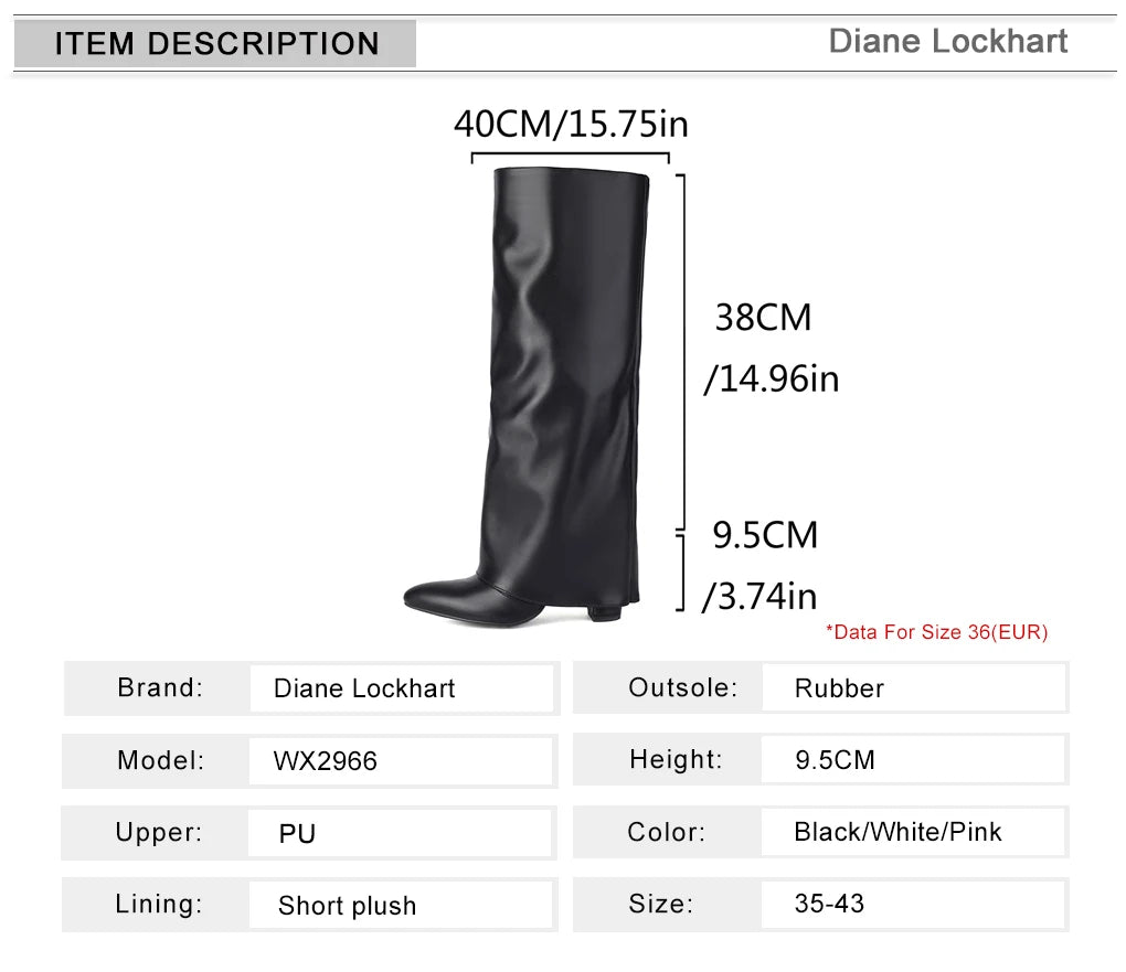 Diane Lockhart Luxury Knee-High Women’s Fold Boots – PU Leather