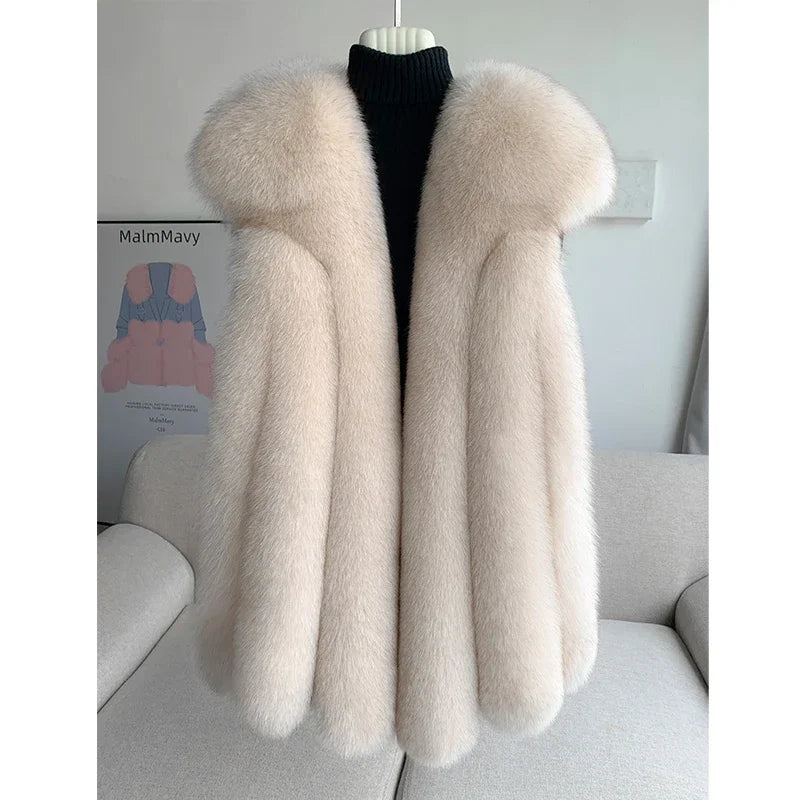 Fox Fur Vest for Women – Luxury Thick Real Fur Coat for Autumn/Winter