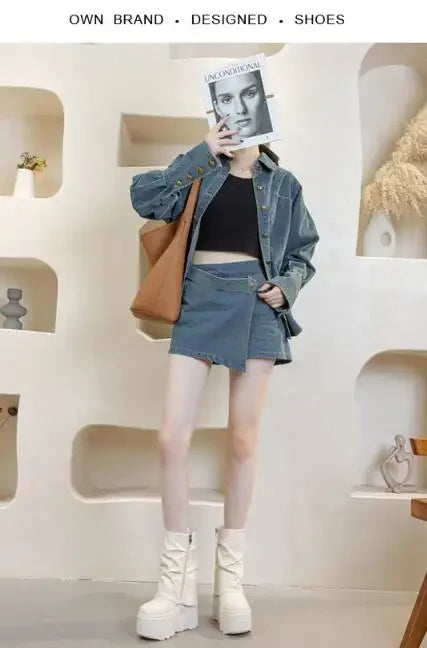 Calf Ankle Booties – PU Leather Motorcycle Boots with Platform, Winter 2025