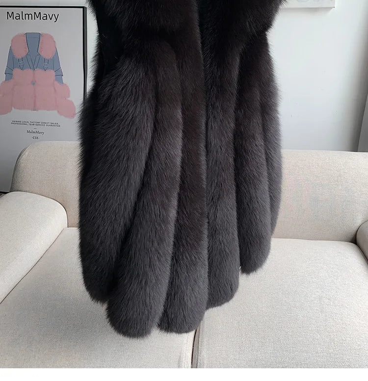 Fox Fur Vest for Women – Luxury Thick Real Fur Coat for Autumn/Winter
