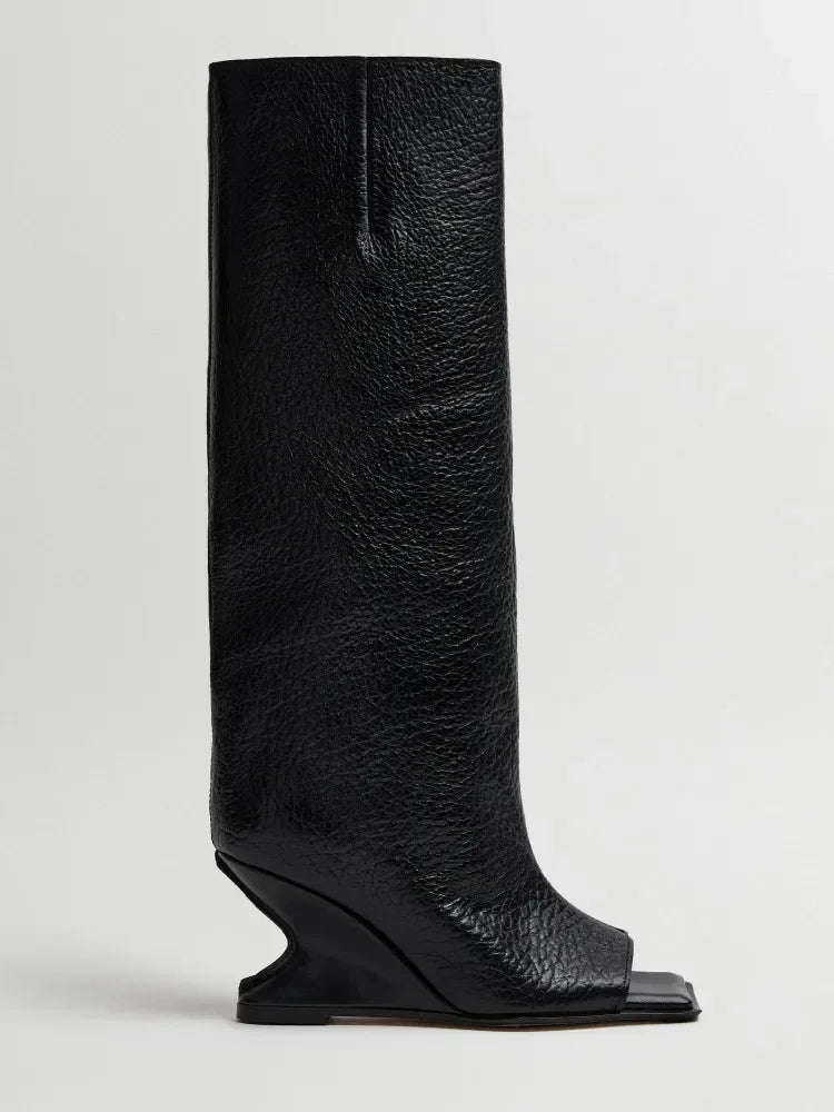 Women's Square Toe High Heel Knee Boots – Spring/Autumn Fashion