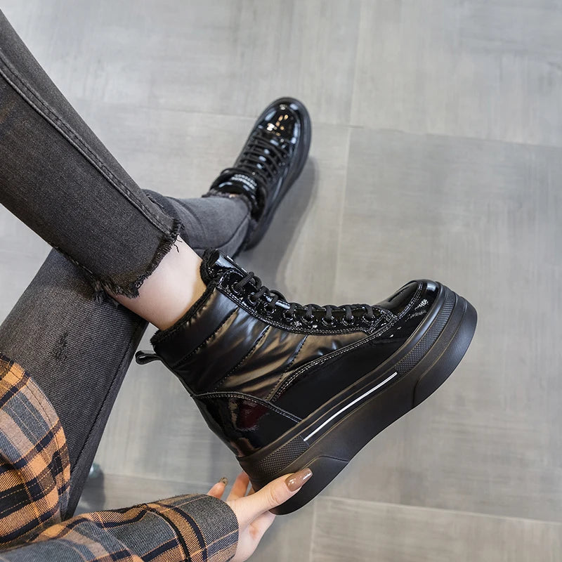 Fujin Women Ankle Booties Genuine Leather Wedges